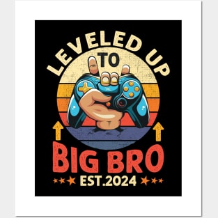 Leveled Up to Big Brother Video Gamer Big Bro Level Unlocked Boys Posters and Art